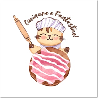 Cute cat rolling pin giant cookie Italian baking is awesome Posters and Art